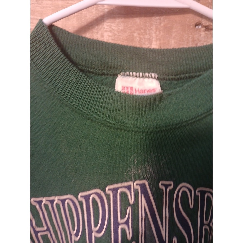 VTG Shippendsburg University Sweatshirt CrewNeck Green‎ Size L  Hanes Tag 90s!! - Picture 3 of 8